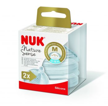 Nuk Nature Sense Silicone Teat, 6-18M, Medium - 6 Holes - 2's