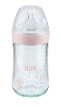 Nuk Nature Sense Glass Baby Bottle With Teat 240ml - Blue