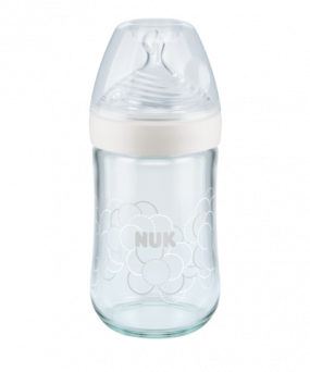 Nuk Nature Sense Glass Baby Bottle With Teat 240ml - Blue