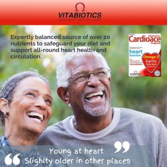 Vitabiotics Cardioace Original Capsules 30’s lifestyle image of happy elderly couple promoting heart health
