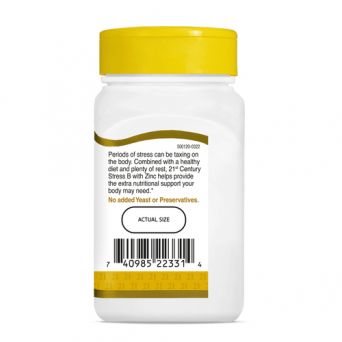 Supplement facts panel of 21st Century Stress B with Zinc 66 Tablets