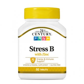 Front view of 21st Century Stress B with Zinc 66 Tablets bottle