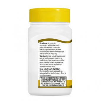 Side label with directions and warnings for 21st Century Stress B with Zinc