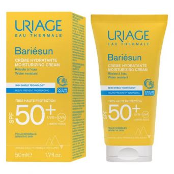 Front view of uriage bariesun very high protection spf50+ cream 50ml tube and package
