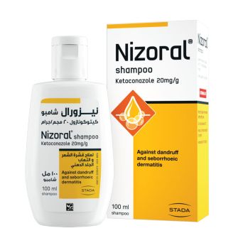 Nizoral Anti-Dandruff Shampoo 100ml bottle and box, 2% ketoconazole medicated treatment