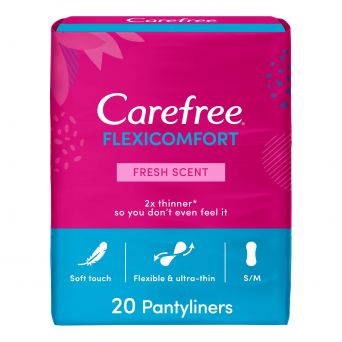 Carefree Panty Liners, Flexicomfort, Fresh Scent, Pack Of 20