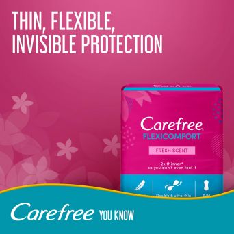 Carefree Panty Liners, Flexicomfort, Fresh Scent, Pack Of 20