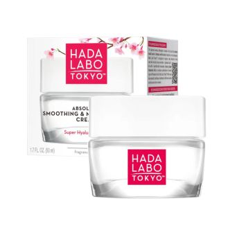 Hada Labo Tokyo Absolute Smoothing Moisturizing Cream 50ml jar and package, hyaluronic acid moisturizer UAE