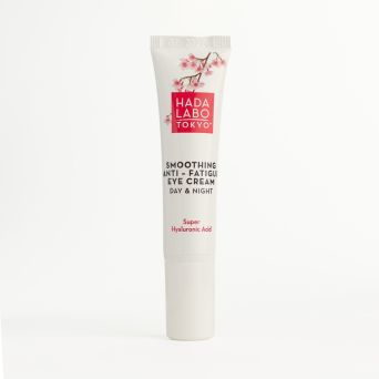 Hada Labo anti-fatigue eye cream tube, hyaluronic acid eye treatment