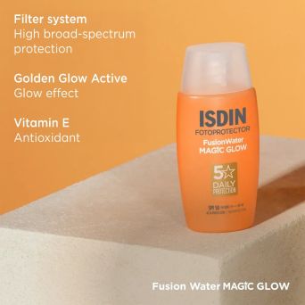 Magic Glow SPF 50 with Golden Glow Active for a radiant glow effect and Vitamin E antioxidant