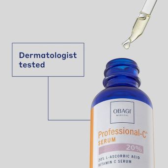 Obagi vitamin C serum 20% dermatologist tested with serum dropper, antioxidant skincare UAE