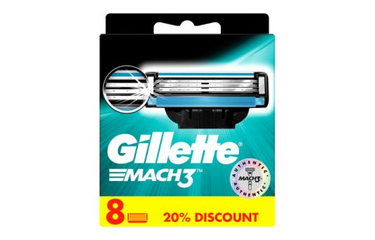 Gillette Mach3 Razor Blade Refills, 8's