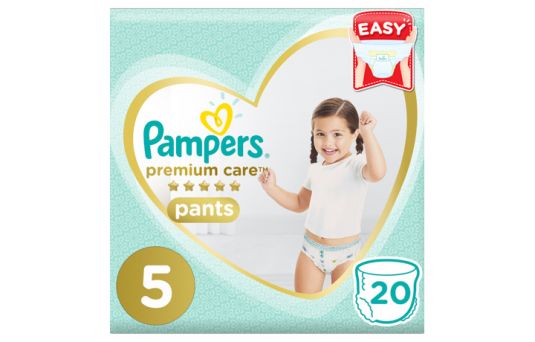 Pampers Premium Care Pants Diapers, Size 5, Junior, 12-18kg, Carry Pack, 20's