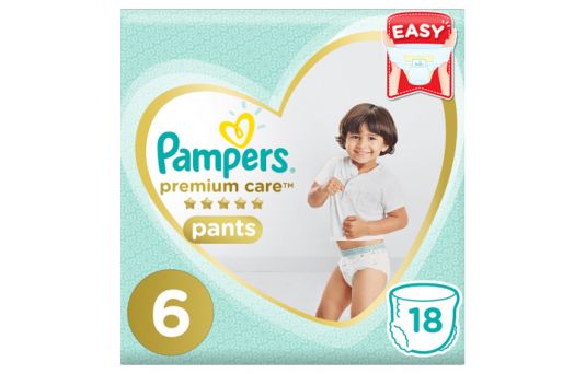 Pampers Premium Care Pants Diapers, Size 6, Extra Large, 16+ kg, Carry Pack, 18's