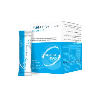 Proflora Restore Plus Sachets. Multi-strain probiotic & prebiotic formula