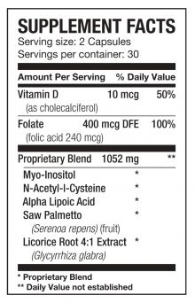 Wilson Fertiplan-F Supplement Facts Label with Ingredients and Dosage