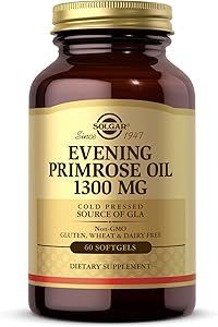Solgar Evening Primrose Oil 1300mg softgel bottle for skin hydration