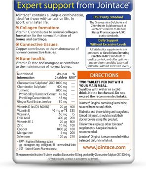 Back view of Jointace Original pack showing directions and benefits