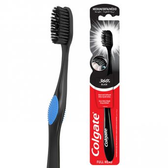 778.1000511 Colgate 360 Charcoal 2X Deeper Clean Medium Toothbrush