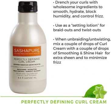 Sashapure Perfectly Defining Curl Cream 8.5 Oz (251ml)