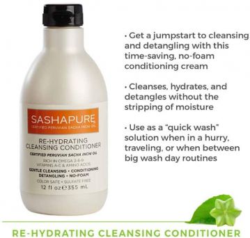 Sashapure Re-Hydrating Cleansing Conditioner 12 Oz (355ml)