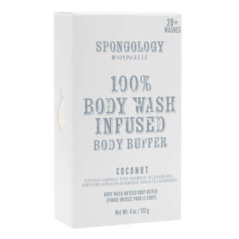 Spongology 100% Body Wash Infused Body Buffer Coconut 20+ Washes 4Oz/113G