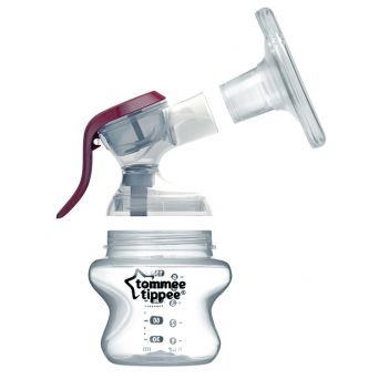 Tommee Tippee Made for Me Manual Breast Pump with soft, cushioned silicone cup and narrow neck for hand strain reduction