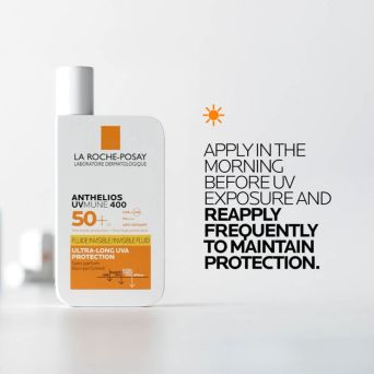 How to apply Anthelios UVMune 400 Invisible Fluid sunscreen daily before sun exposure