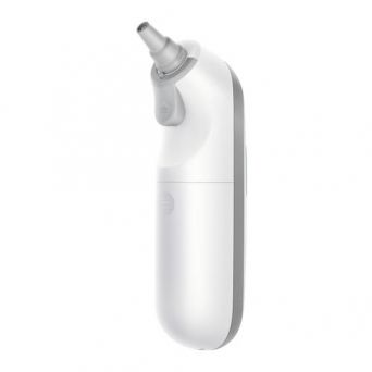 Rear view of Yuwell YHT100 infrared ear thermometer highlighting the smooth ear probe and compact design for precise, hygienic temperature readings at CHS Pharmacy UAE.