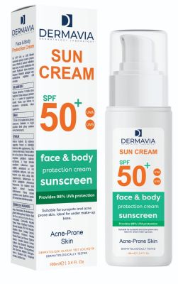 Dermavia Sun Cream Spf 50+ Face And Body Acne-Prone Skin 100 ml