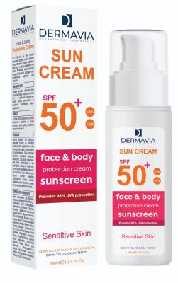 Dermavia Sun Cream Spf 50+ Face And Body Sensitive Skin 100 ml