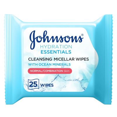 Johnson's Cleansing Face Micellar Wipes, Hydration Essentials, Pack of 25 Wipes