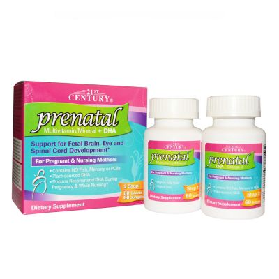 21st Century Prenatal Multivitamin with DHA – 60 Tablets + 60 Softgels (Dual Pack)