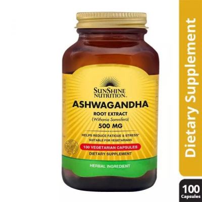 Sunshine Nutrition's Ashwagandha 500 mg Vegetable Capsules 100's