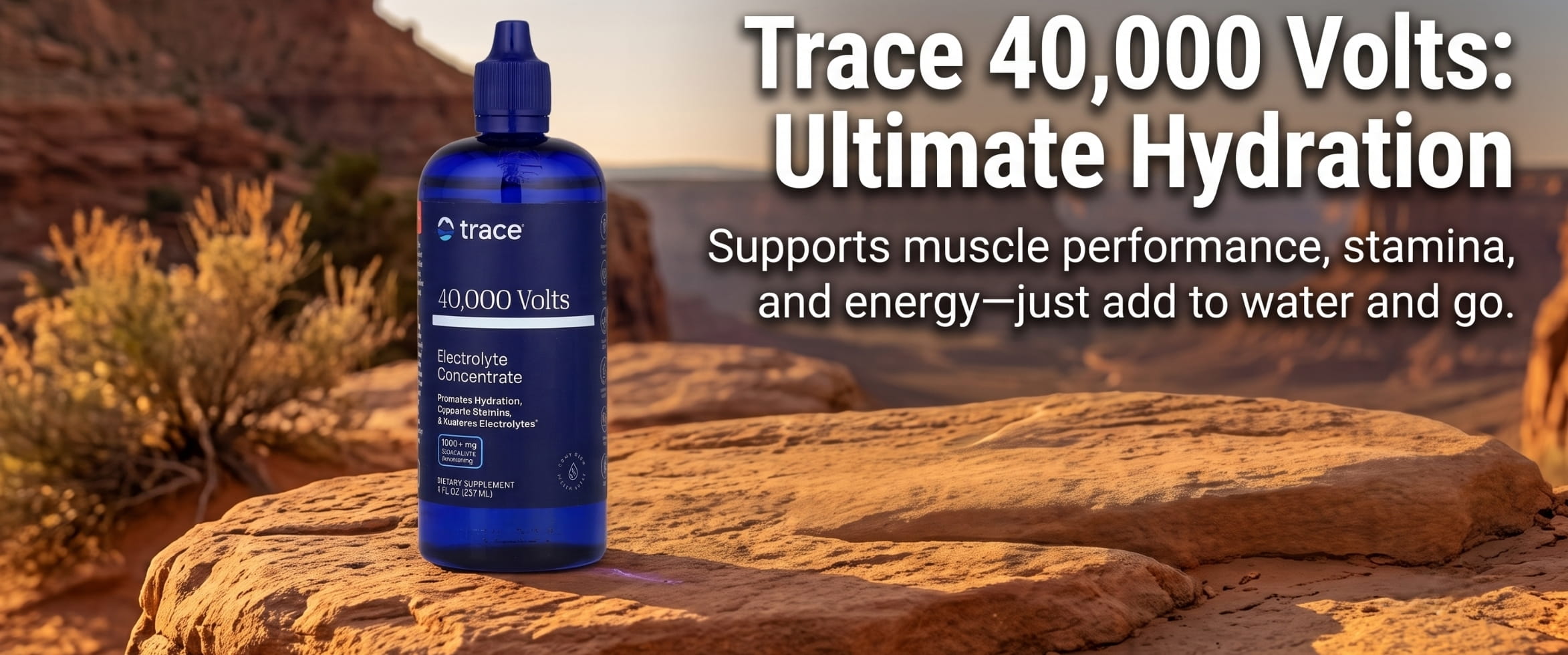 Trace 40,000 Volts. Ultimate Hydration: Supports muscle performance, stamina, and energy. Just add to water and go